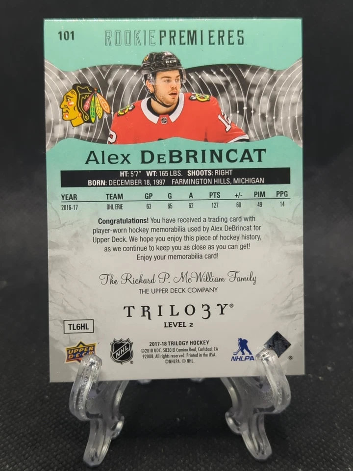 2017-18 Alex Debrincat Trilogy Rookie Premieres Patch /35 #101 Blackhawks - Image 2 of 2