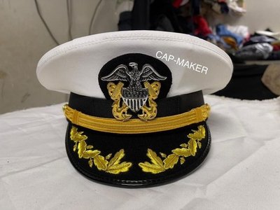 #ad US Navy Commander Admiral Rank White Hat Cap All Sizes Available $50.00