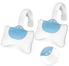 3D Mesh Hot Tub Pillow Headrest Cushion, Adjustable Height 2-Pack white blue