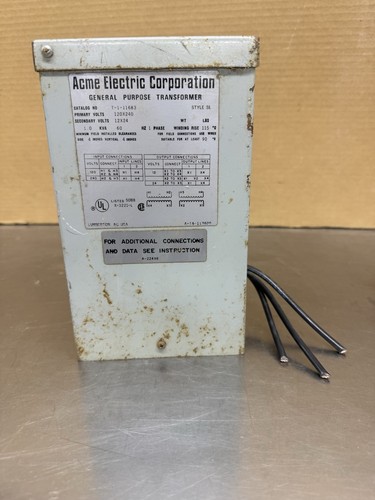 Acme T-1-11683 Transformer Primary 120/240 Secondary 12/24 T111683