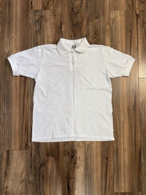 Vintage 90 s Cotton Deluxe Large Styled For Women Unisex Blank White Polo Shirt