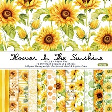 24Pcs 6'' Sunflowers Paper Pad Decor Scrapbook Journal Album Card Making Crafts