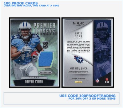 David Cobb Relic RC 2015 Panini Prizm #PPJ-DC Premier Jerseys Tennessee Titans
