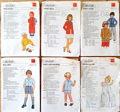 Silbernadeln 6 x Kinder Schnittmuster, Mädchen, Junge, Baby und Taufe