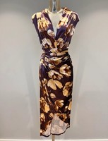 Velvet Plunge Neckline Ruched Evening Party Dress Size 14