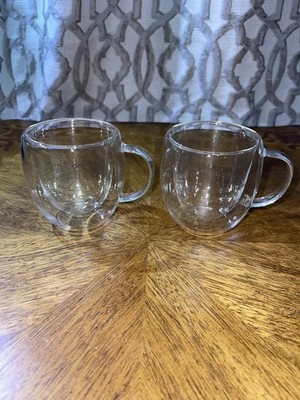 Sweese Glass coffee, tea  mugs/cups- 8 oz Double Wall Insulated Glass. Set of 2