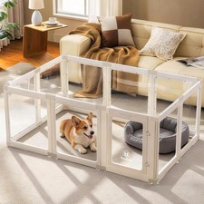 Acrylic Dog Playpen Indoor for Small Dogs  Puppies Provided LESHIGE, Clear