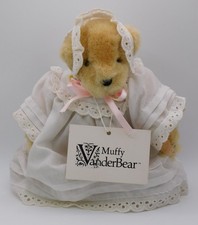Original NABCO 1983 MUFFY VANDERBEAR 8" Plush Christening Baptism Gown Bonnet 1