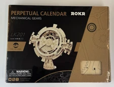 ROKR Perpetual Calendar Mechanical Gears Wooden Model Kit LK201 New Sealed