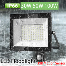 LED Floodlight With PIR Motion Sensor Outdoor Garden Security Lights Waterproof