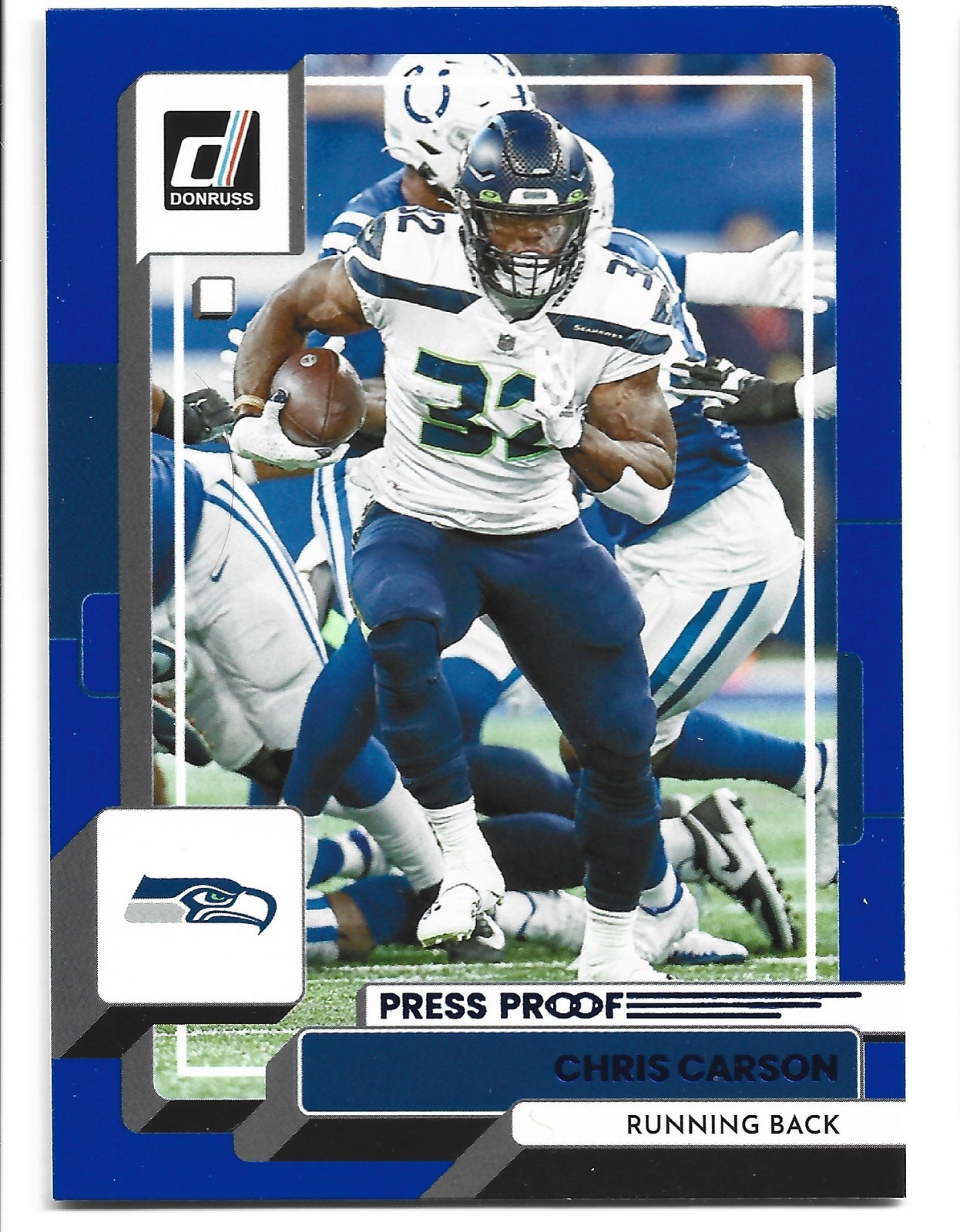 2022 Donruss #33 Chris Carson Blue Press Proof