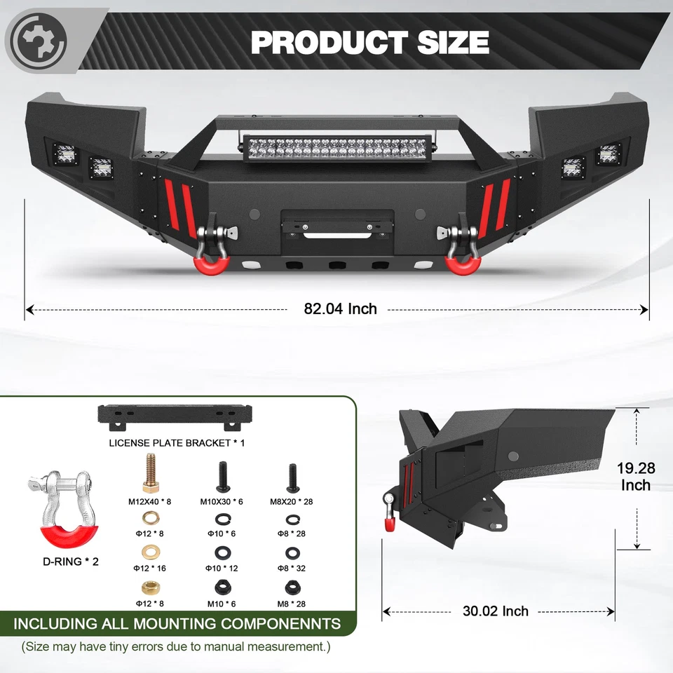 Front/Rear Bumper W/Winch Plate LED Lights For 2011-2014 GMC Sierra 2500/3500 HD - Imagem 2 de 4