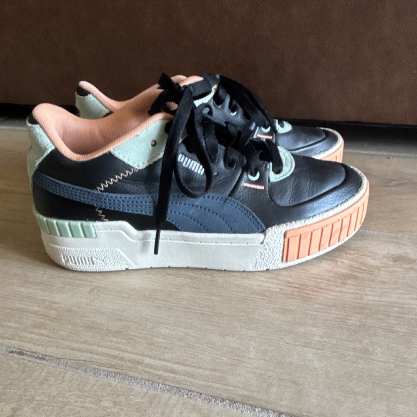 Black Peach Mint Green Leather