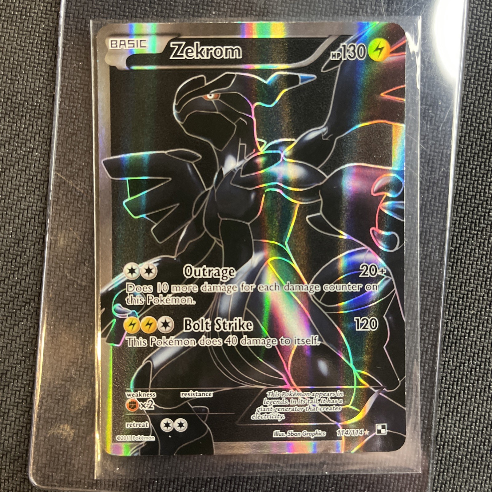 Zekrom 114/114 Black & White Base Full Art Holo Ultra Rare Pokemon Card NM/LP