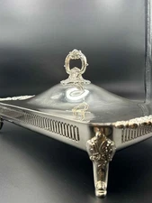 Wallace Baroque 226 Silverplate Covered Serving Dish 2 Pc Tray & Lid 19.5"