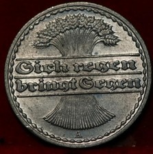 Uncirculated 1922 Germany 50 Pfennig Aluminum Foreign Coin