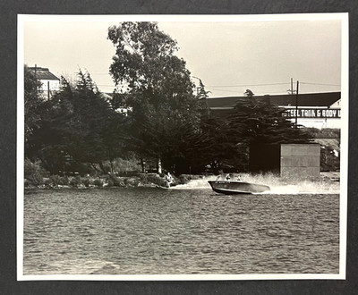 1960s Water Skiing Speed Boat Boating Water Skis Factory Vintage Photo