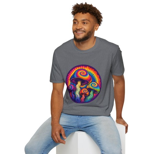 Tie Dye Mushroom Psychedelic Trippy Retro Hippie Natur Unisex Softstyle T-Shirt - Bild 42 von 112