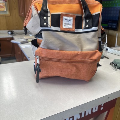 Himawari Orange & Beige  Backpack With USB Charging Port