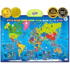 Educational Talking World Map for Ages 5-12 - Learn Globally