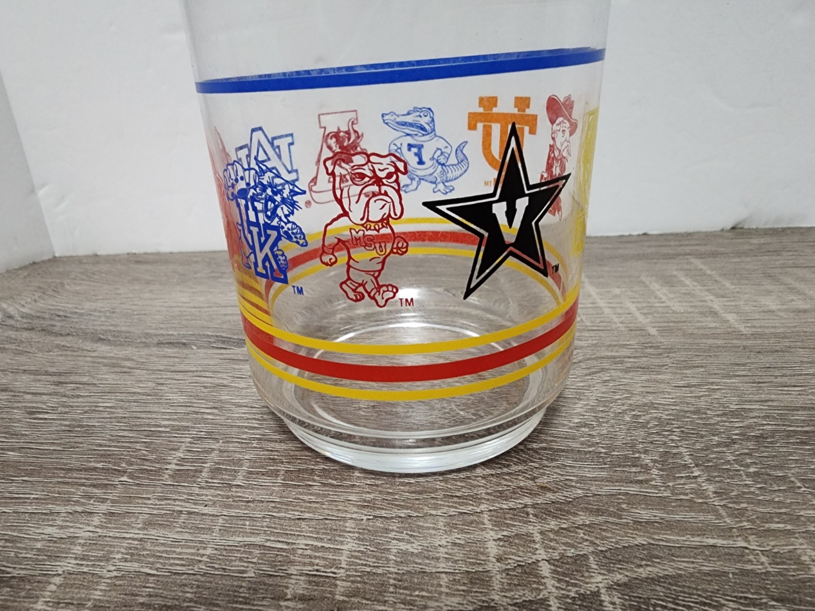 Vtg Southeastern Conference Highball Glass College Logos SEC Florida Alabama LSU