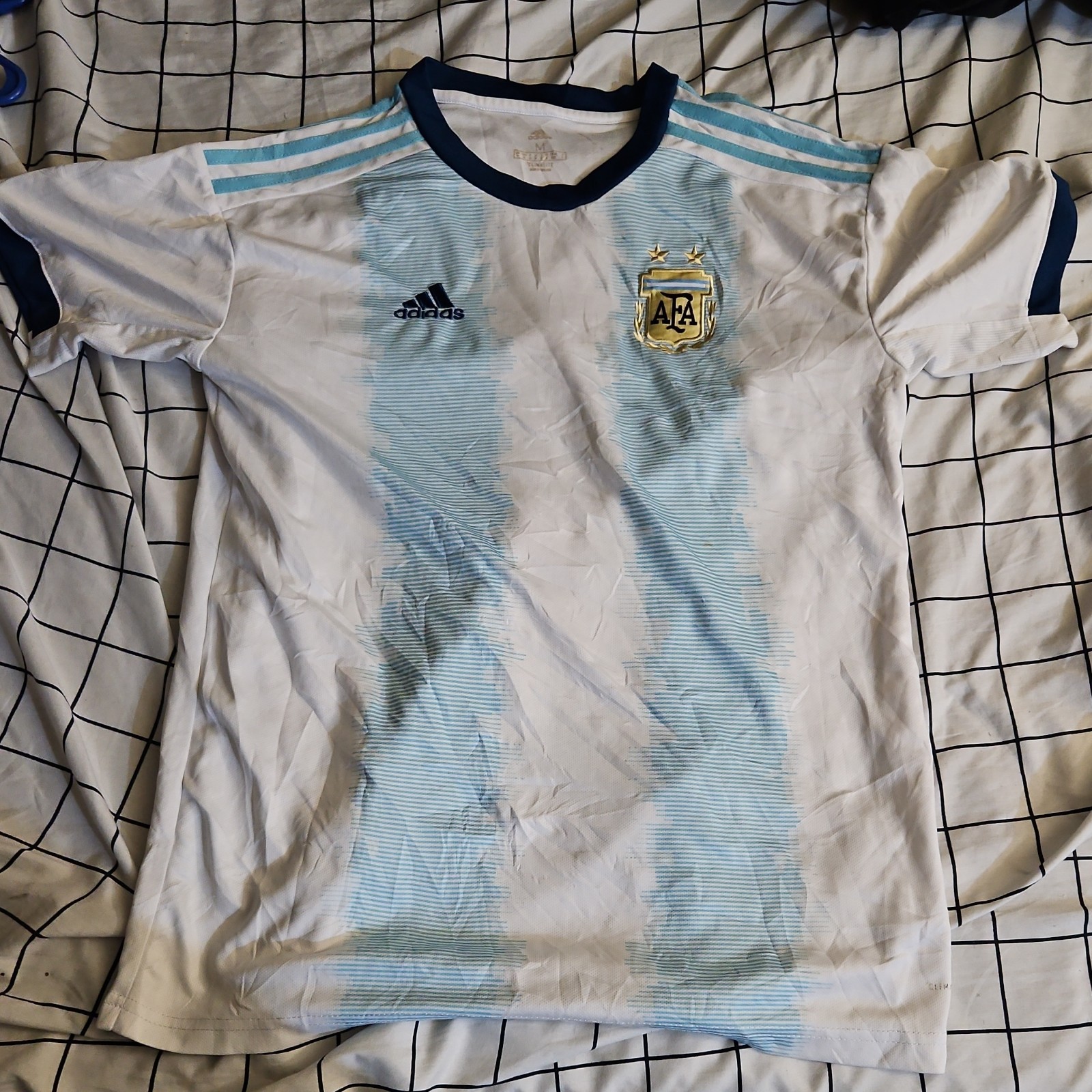 adidas Argentina AFA Soccer Jersey Men's Size M White/Light Blue/Navy