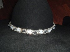 Rhinestone Cowboy Hematite Mens Stretch Hatband new w tag