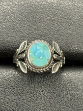 New Condition Sterling Silver Turquoise Leaf Ring Size 7 925 A8
