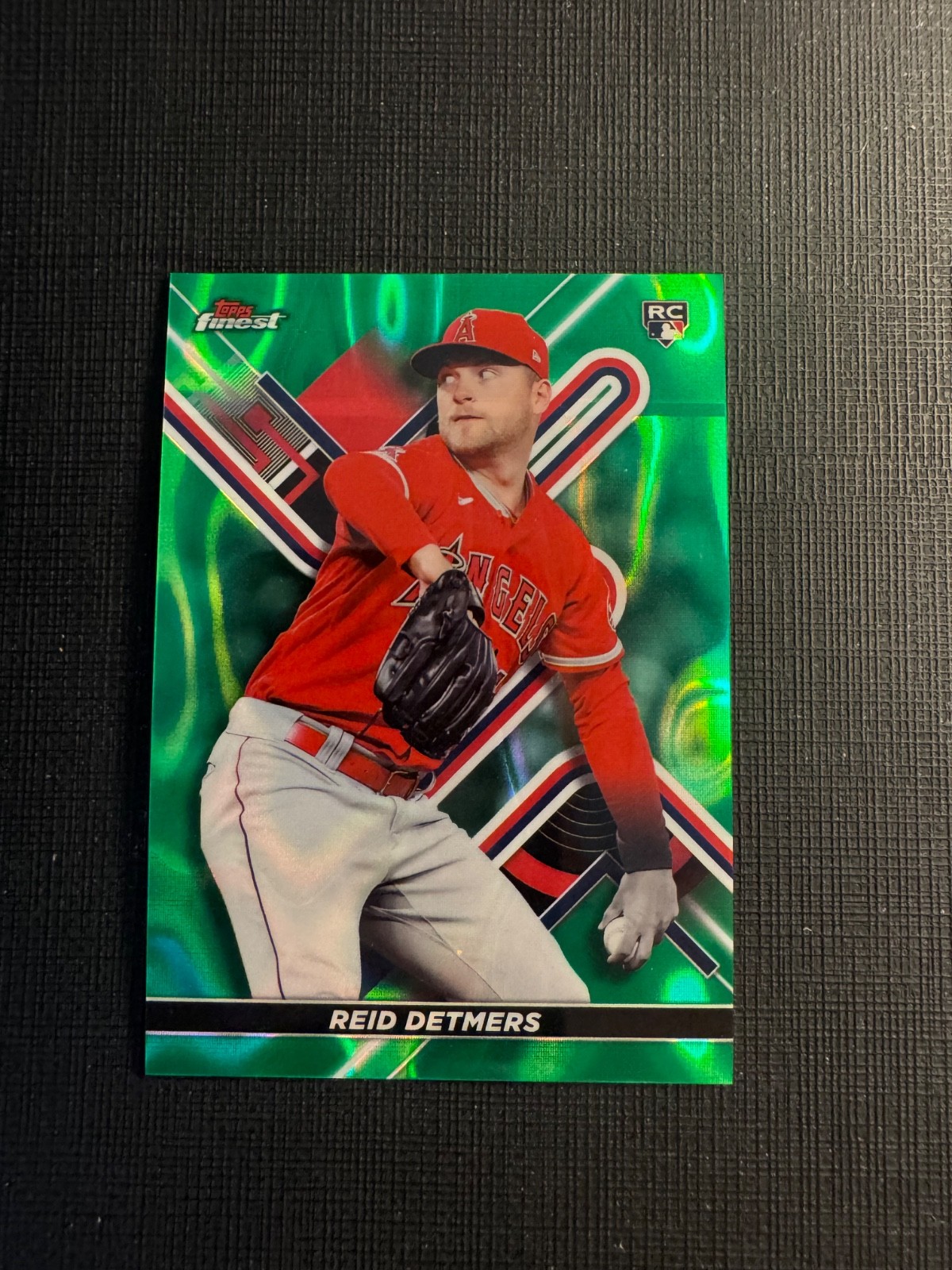 2022 Topps Finest #26 Reid Detmers Green Refractor /99 Angels Rc Rookie Card