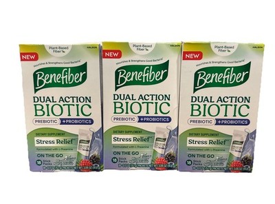 ALL 3! 18ct Benefiber Dual Action Biotic Stress Relief Mixed Berry Packs BB12/25