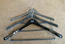 Vtg Saks Fifth Avenue Wooden Clothes Hanger Lot Of 3 Suit Pants Black Glossy