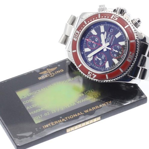 Breitling Superocean A13341 44mm SS Black Dial Automatic Watch...
