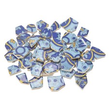 Irregular Ceramic Mosaic Tiles 300g/0.7lb Broken Tiles Blue/Yellow