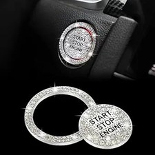 Bling Car Engine Start Button Cover Diamond Crystal Push Start Ri Color: White