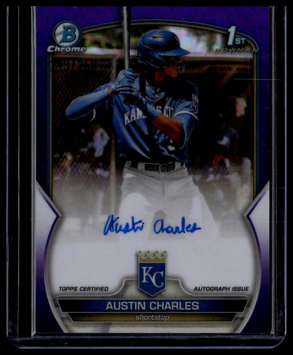 Austin Charles 2023 Bowman Chrome 1st Prospect Autograph Purple Refractor #/250