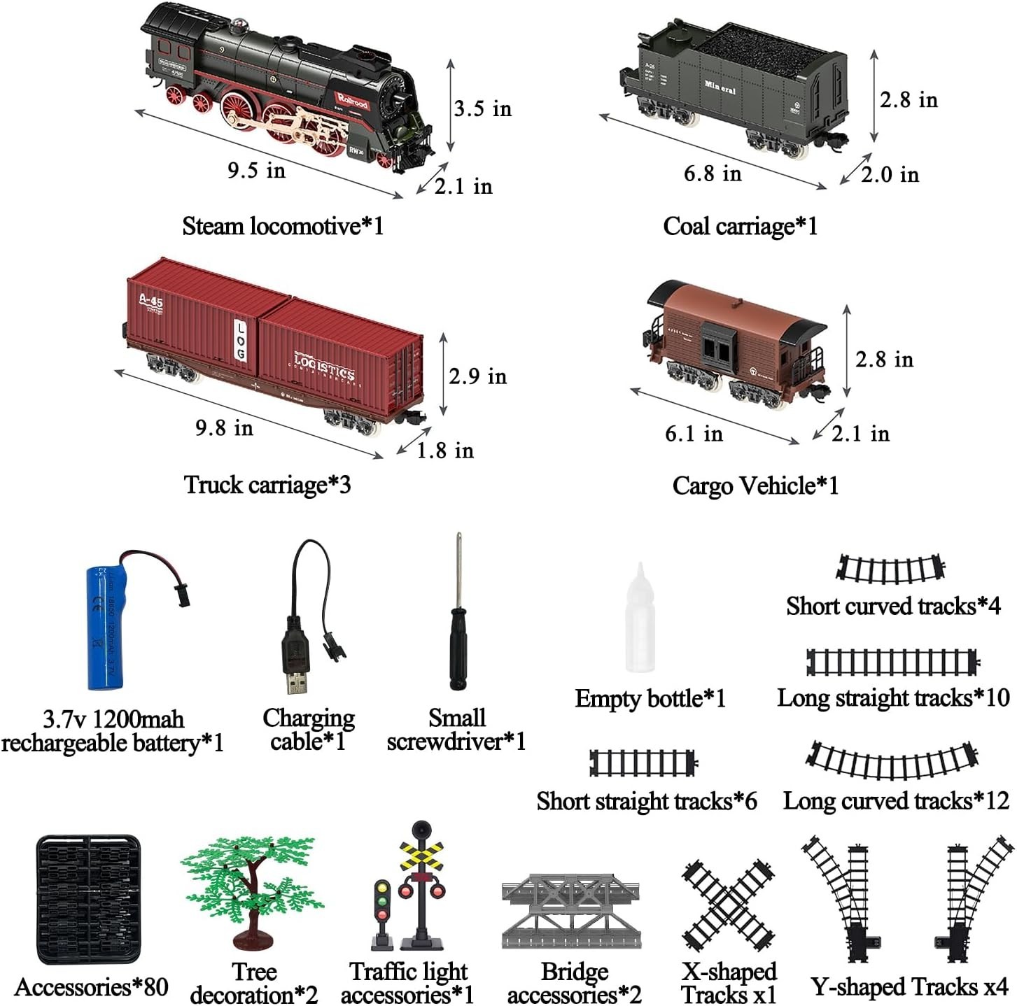 Electric Train Sets for Kids Metal Alloy Christmas Train Toys Steam Locomotive,