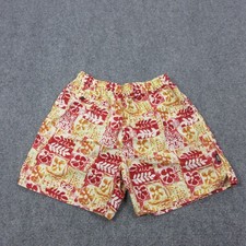 J.Crew Swim Trunks Shorts Mens Large Red Yellow Floral Hawaiian Beach Print