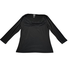 Clara Sunwoo Minimalist Black Cowl Neck Long Sleeve Stretch Top Small USA Made