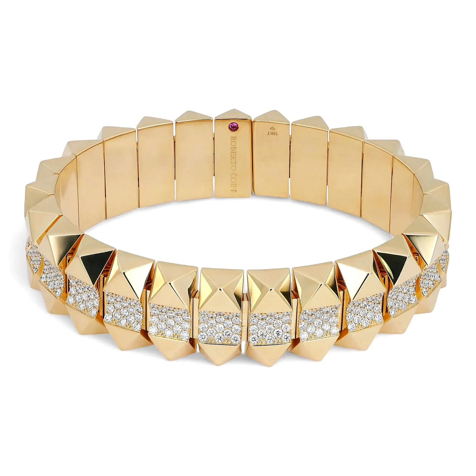 Roberto Coin Obelisco Dimond Bangle Bracelet 18K Yellow Gold