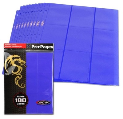 (10) BCW Gaming Side Loading 18-Pocket Pro Pages - Blue 