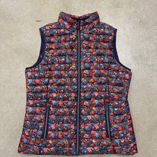 Joules Floral Quilted Puffer Vest Size 10 US 42 Euro floral Zip Up multicolor