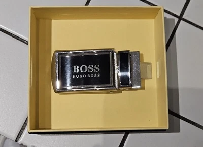 Hugo Boss Automatik Gürtelschnalle Ratsche Silber Schwarz BOSS Koppelschloss - Bild 1 von 2