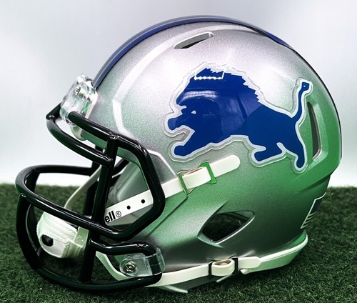 CUSTOM RIDDELL SPEED MINI FOOTBALL HELMET - DETROIT LIONS - Picture 5 of 8