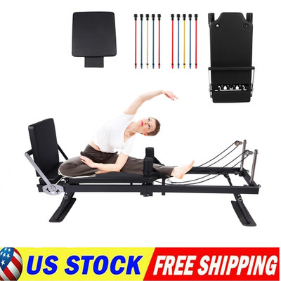 Pilates Reformer for Home Workouts Foldable Pilates Machine w/ Jump Board & Cord