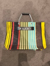 Borsa da donna Marni Flower Cafe con motivo a righe e manico in metallo usata