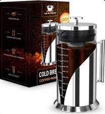 Cold Brew Coffee Maker 34oz Capacity Stainless Steel Cafe Du Chateau Cold Brew