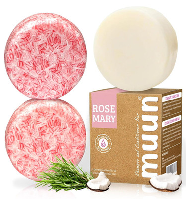 Muun Rosemary Shampoo and Conditioner Bar Set 3 - Natural Solid Hair Growth Soap