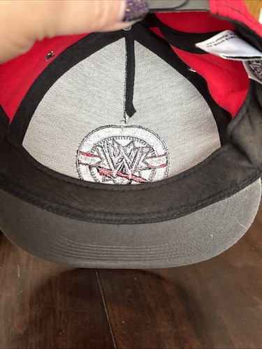 HTF Licensed Vintage WWE Wrestling Old Logo Cap Adjustable Hat Sticker Worn Once - Picture 7 of 8
