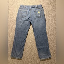 Carhartt 5 Pocket Jeans Men  s 38x32 blue Relaxed Fit Straight durable comfort