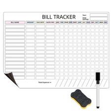 Monthly Bill Payment Checklist Magnetic Whiteboard 16.5 x 11.8 inches, White